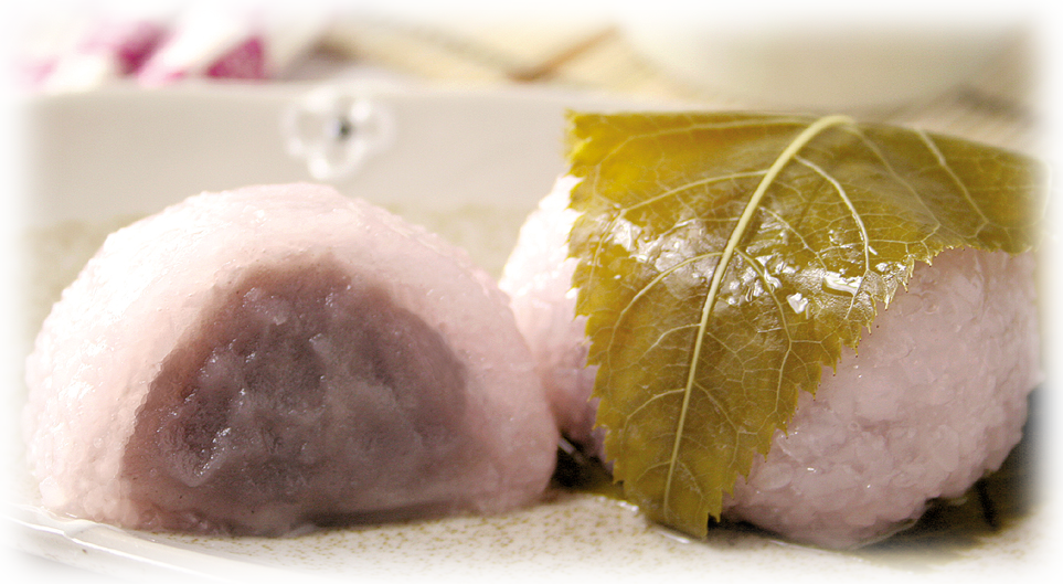 「桜餅」桜葉の塩味と甘さ控えめなこし餡